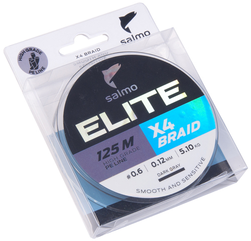 Шнур ELITE x4 BRAID Dark Gray (Salmo), 125м, 0.14мм