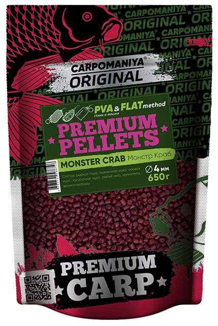 Пеллетс Premium 4мм MONSTER CRAB (Карпомания), аромат краб, 650г