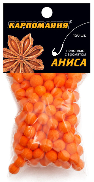 Пенопласт (Карпомания), аромат анис, 4-6мм, 150шт